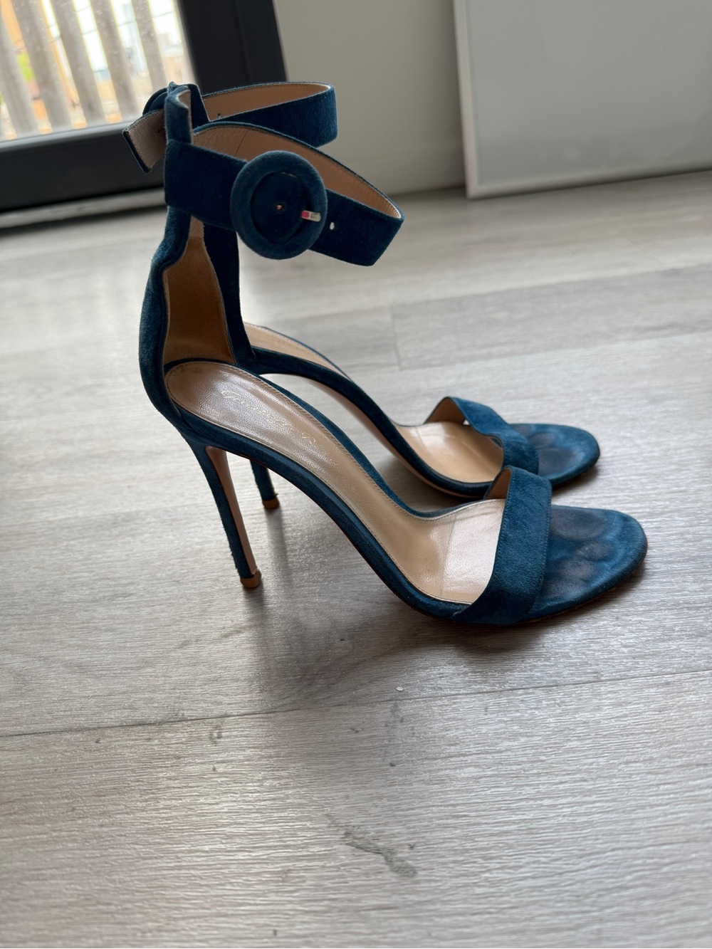 Gianvito Rossi Portofino Suede Heels Blue